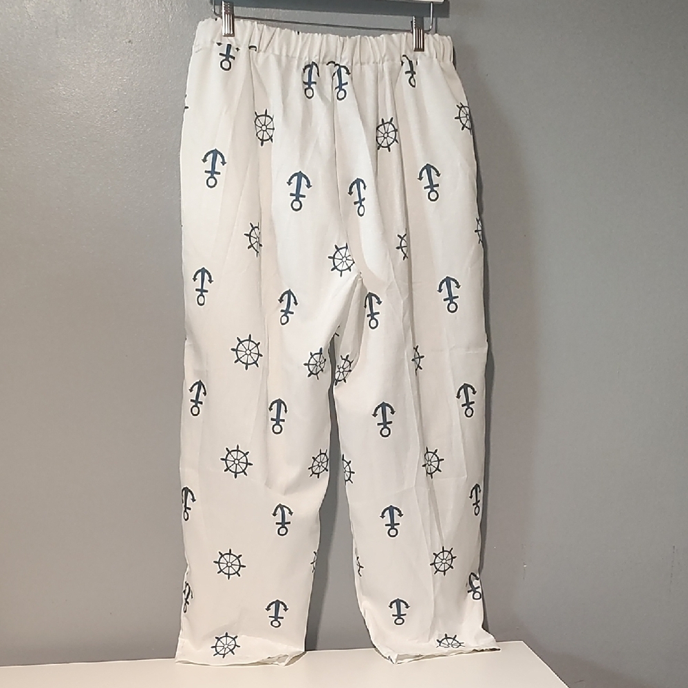 Nautical Print Women's White Sailor Pants - Picture 16 of 17
